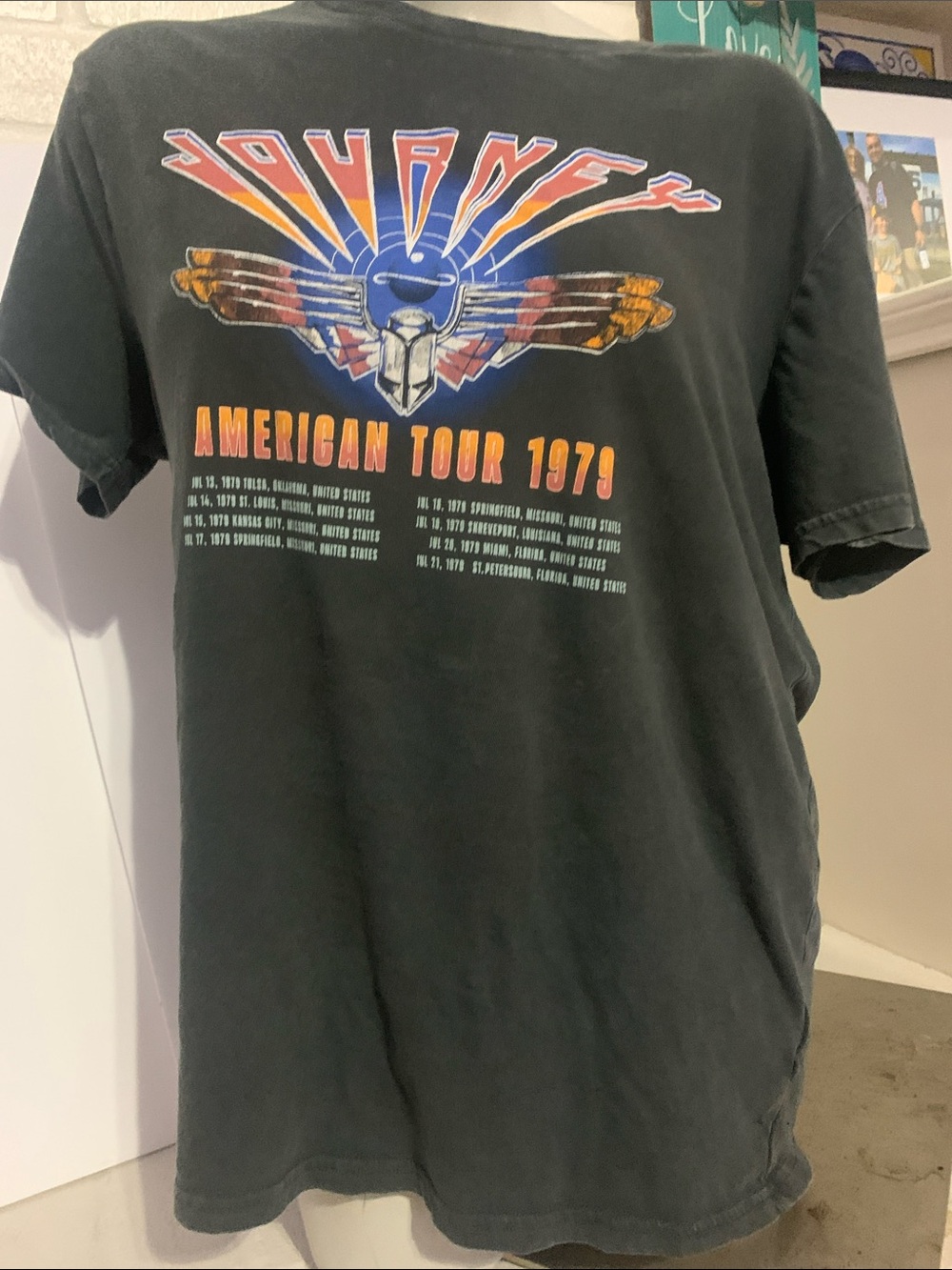 Black Vintage-Style American Tour 1979 Graphic Tee vintage repro